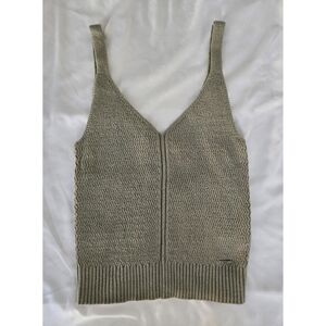 Abercrombie & Fitch Sage Green Knit V Neck Tank Top
